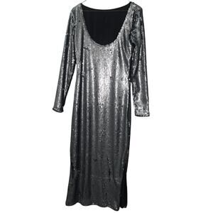 Calvin Klein Sequin Midi Dress Silver- XS